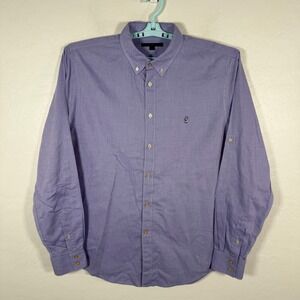 John Varvatos Shirt Mens Large Purple Peace Logo Button Down Oxford‎ Casual